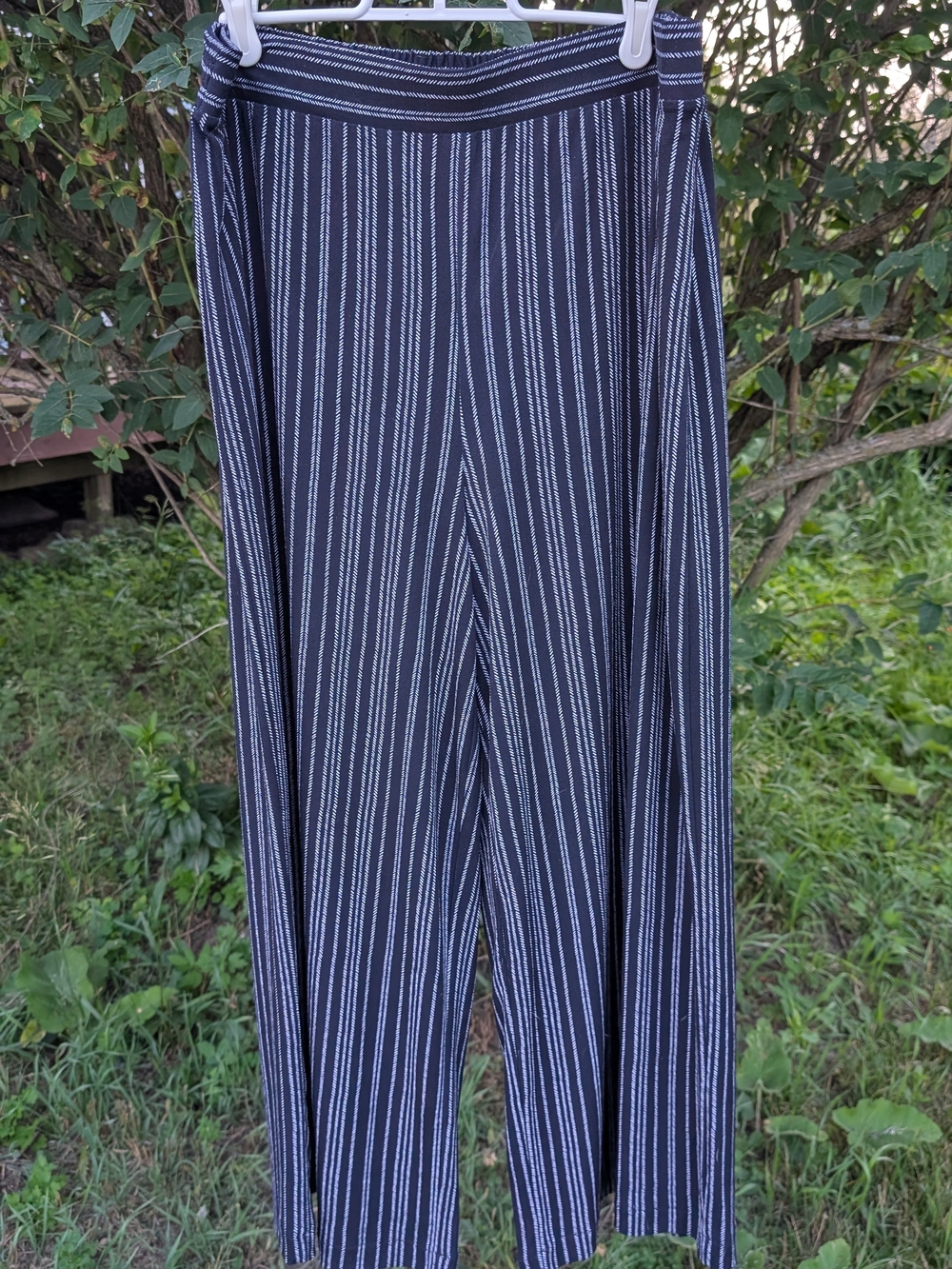 Adrianna Papell Black & White Vertical Stripe Wide Leg Pants